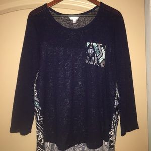 Blue high-low sweater