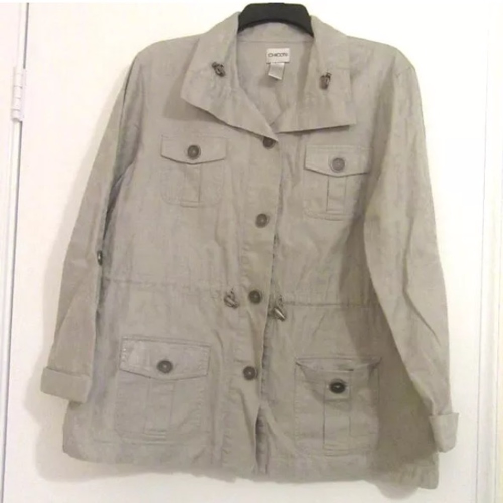 CHICO'S Size 2 (Lg) - Utility Style Floral Jacket