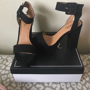 Black Suede Platform Pumps