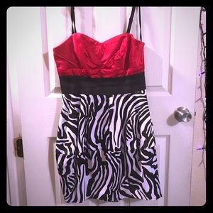 Red & Zebra Print Dress