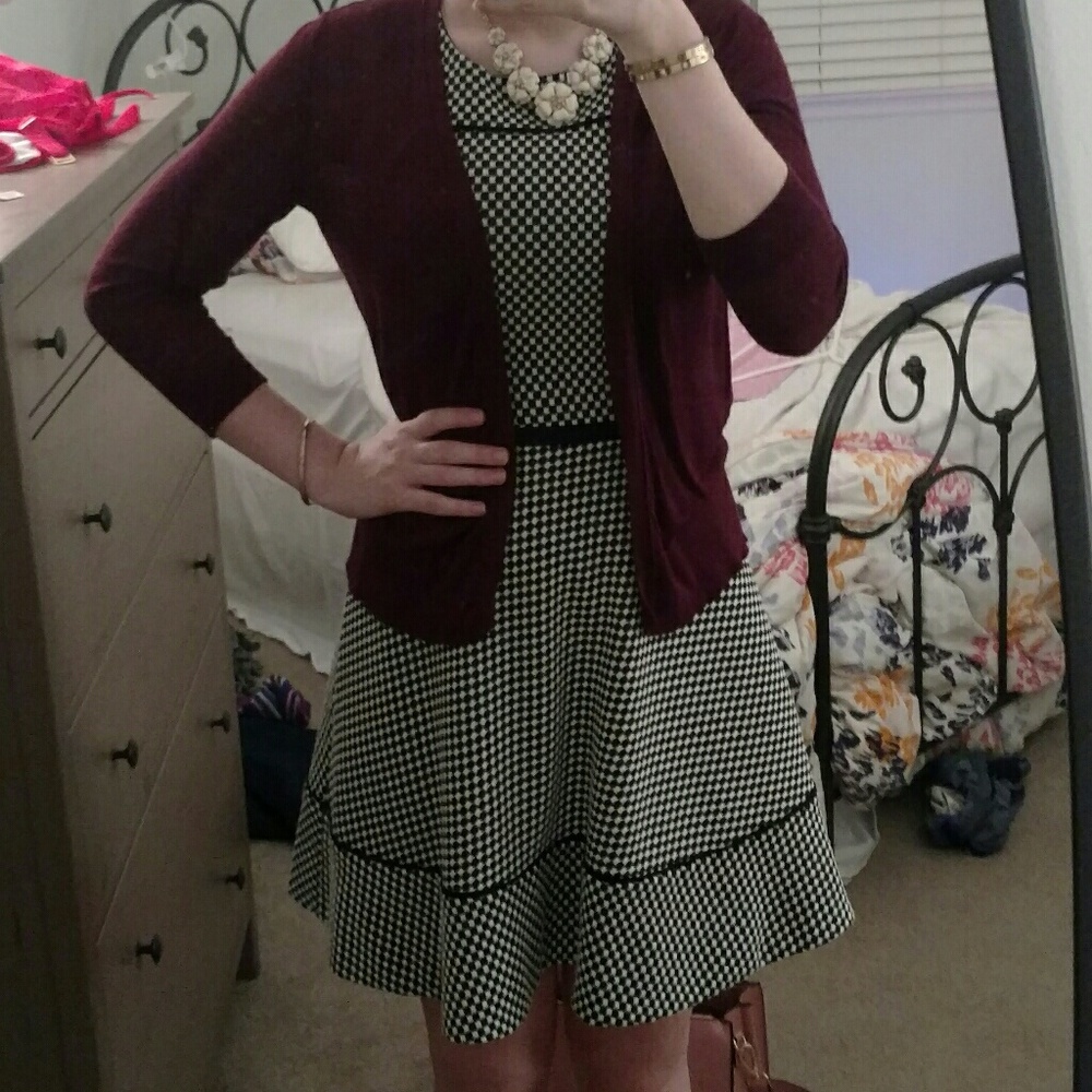 Oleg Cassini Checkered Dress