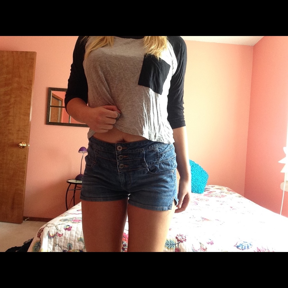 High rise jean shorts.
