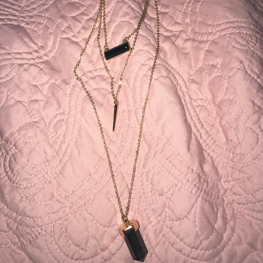 Black and gold layered necklace
