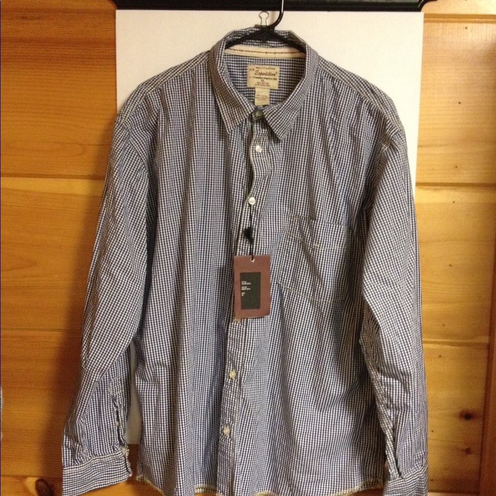 US Expedition long sleeve button down shirt blue