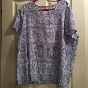 Patterned Short Sleeve Blouse