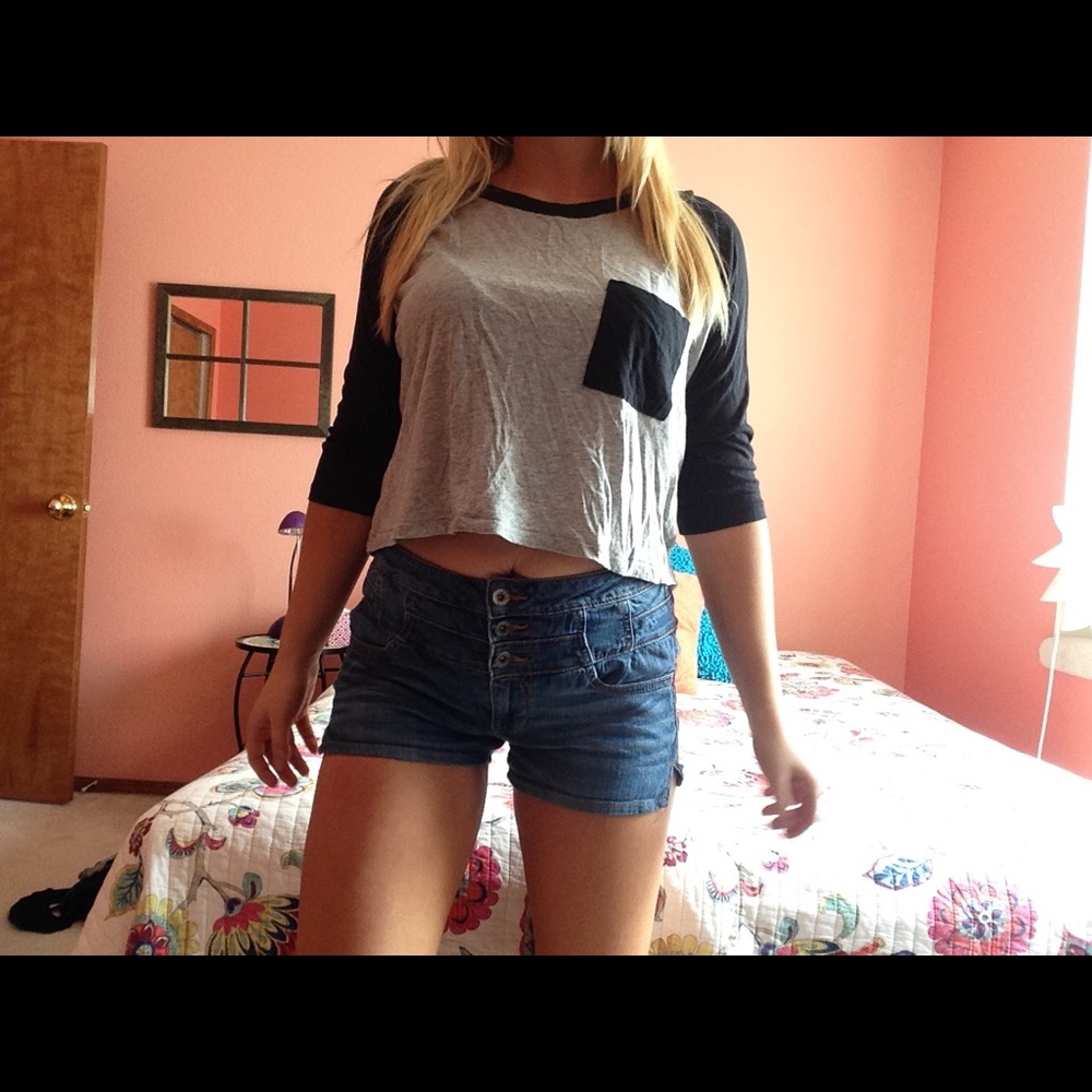 Baseball tee crop top
