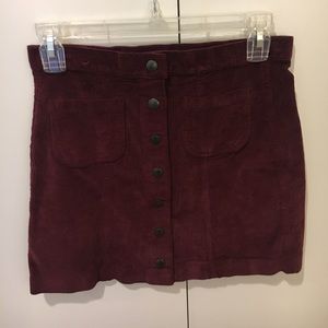 velvety ribbed button up skirt