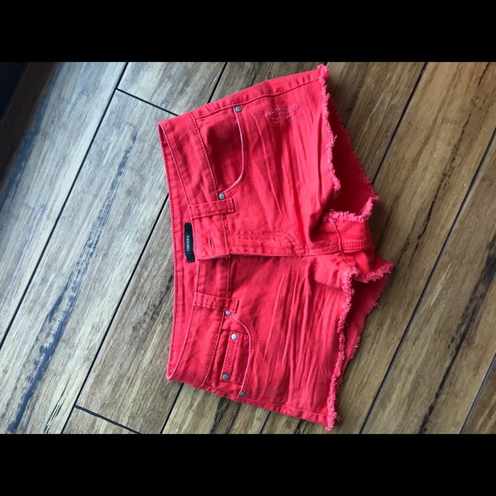 Red Forever 21 jean shorts, never worn.