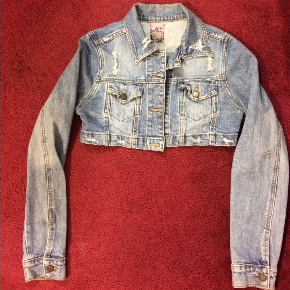 Cello distressed denim jacket size Large