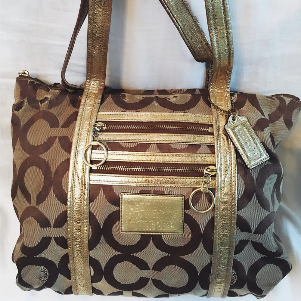 Brown/Gold Coach Poppy Purse
