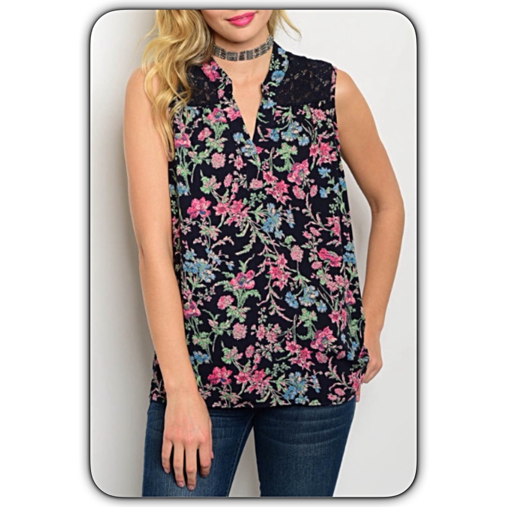 ‼️SALE Chic Floral Lace Tunic Sleeveless Top SM - Picture 4 of 7