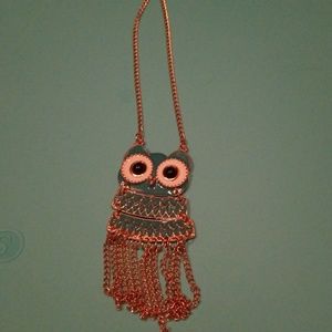 Aqua Owl Long Necklace