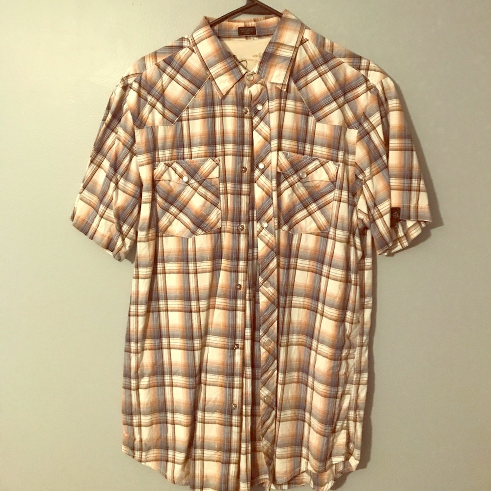 🌵Bullhead Wild West shirt with gold stitching L