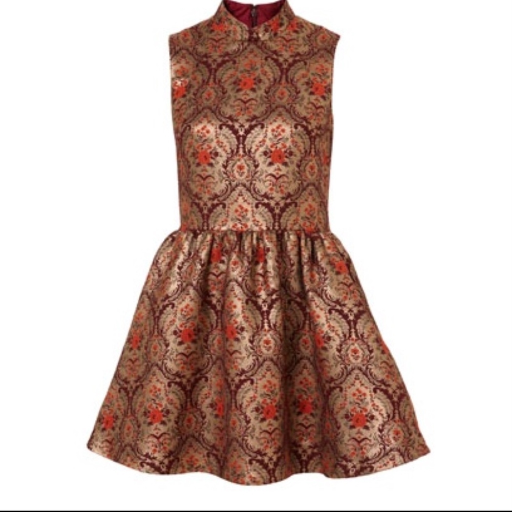 JACQUARD DRESS WITH MANDARIN COLLAR