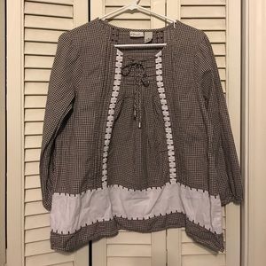 Brown and white babydoll top