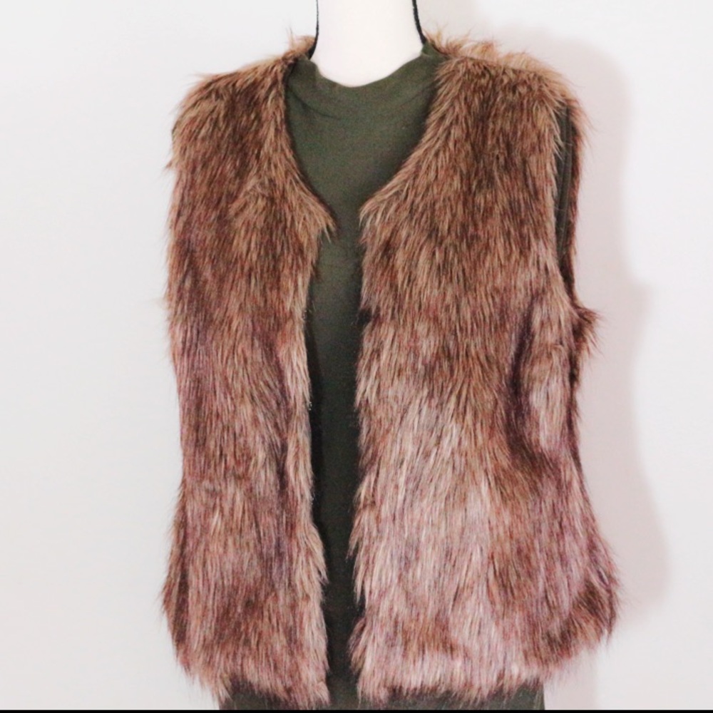 Brown faux fur vest