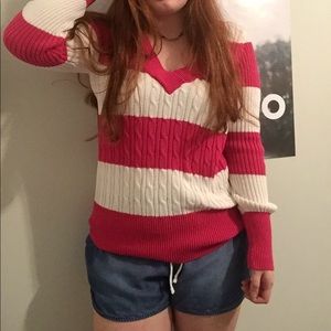 Pink/White Striped Sweater
