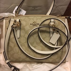Coach mini Christie in signature lt khaki / chalk