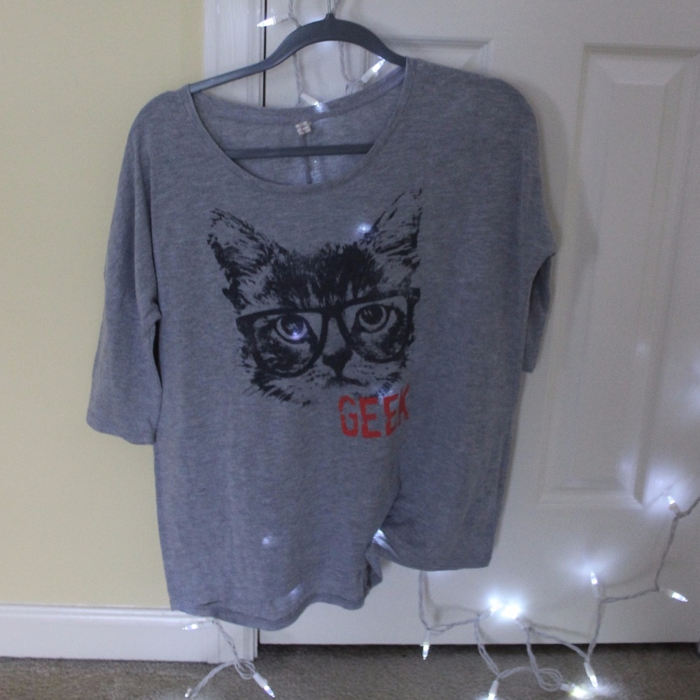 Geek T-Shirt W/ Cat in Glasses