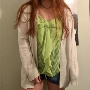 Green/White Chevron Tank Top w/ Bow