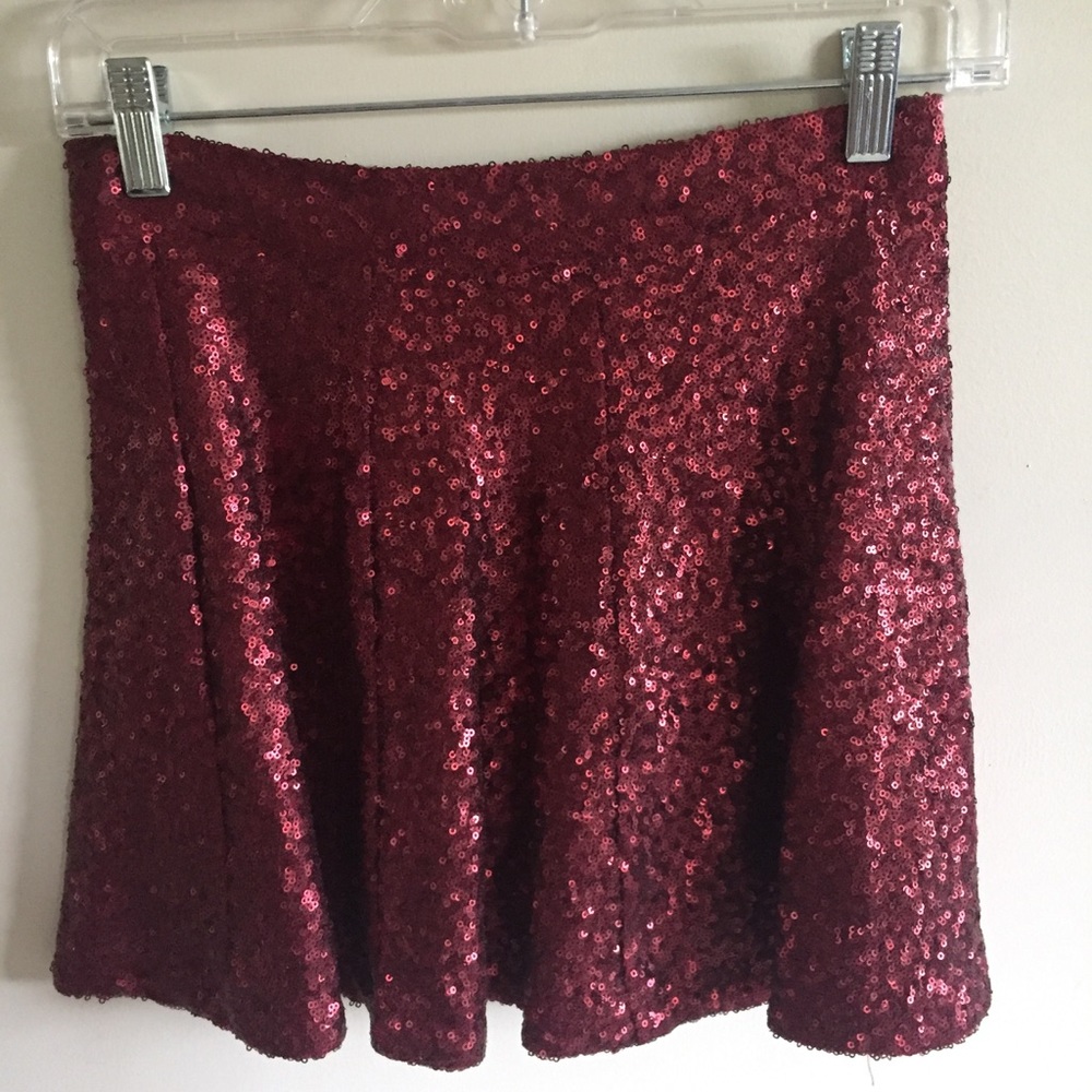 Red sequin skirt