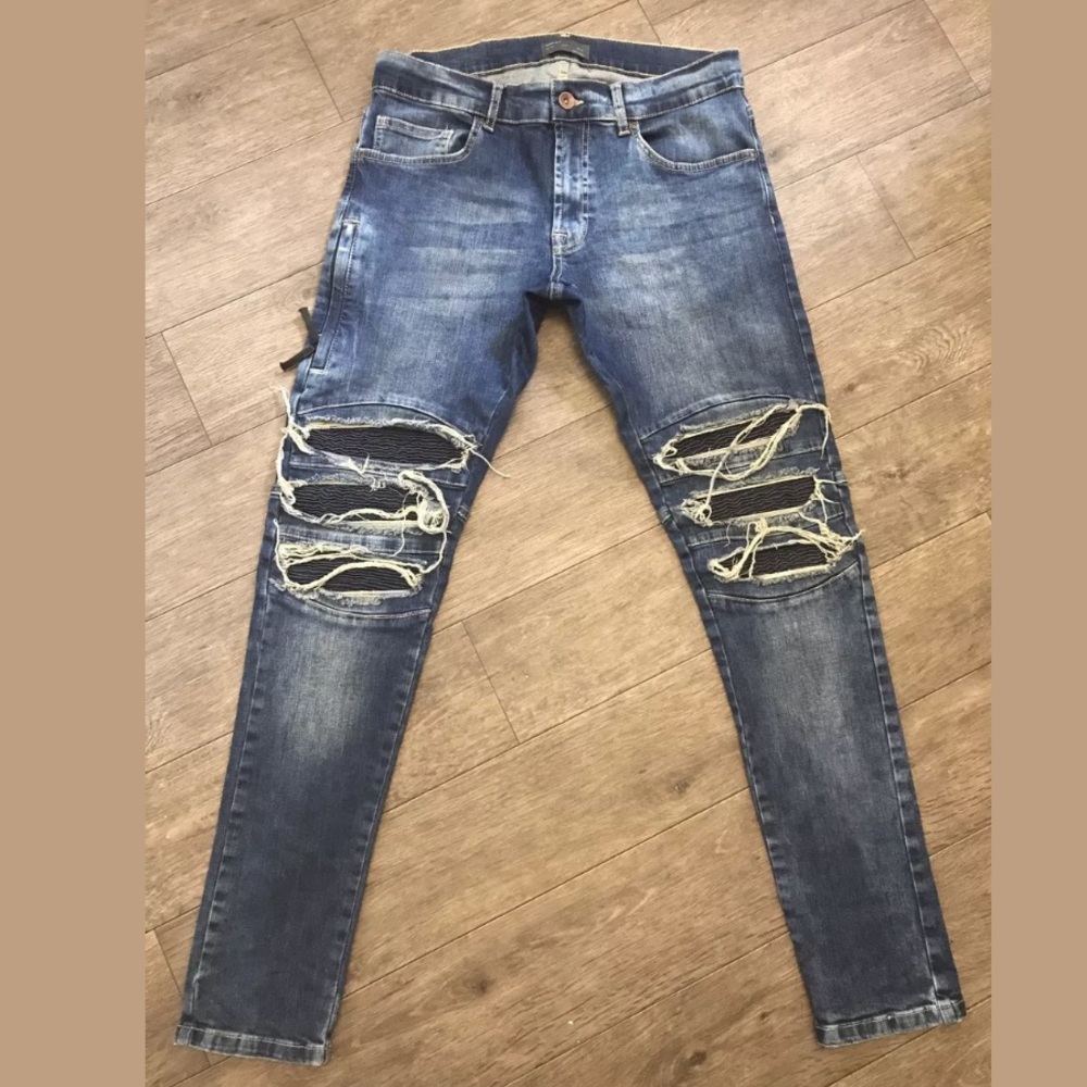 Zara Man Biker Denim Jeans Skinny Size 31