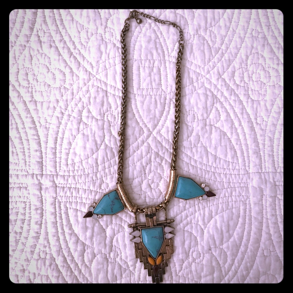 Gold and turquoise statement necklace!