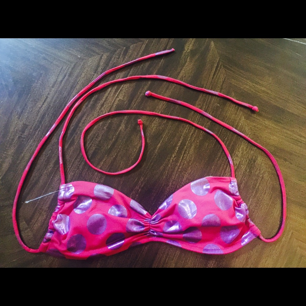 Victoria's Secret string  polkadot bikini top pink