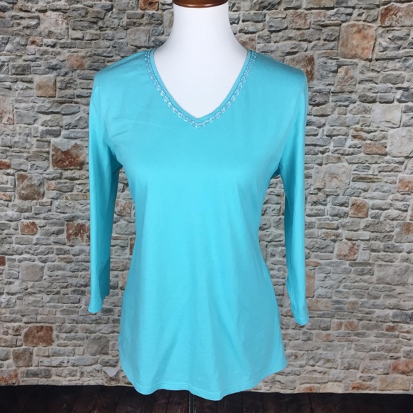 Coldwater Creek Embellished Tunic Top Sz M - Picture 2 of 7