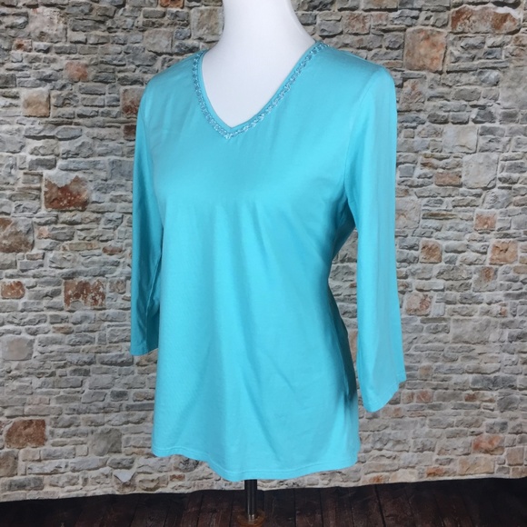 Coldwater Creek Embellished Tunic Top Sz M - Picture 4 of 7