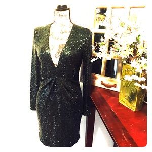 😍 SEXY SEQUIN DEEP V Green Dress 🔥🔥
