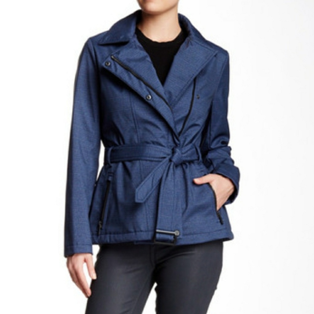 Kenneth Cole belted moto assymetric jacket