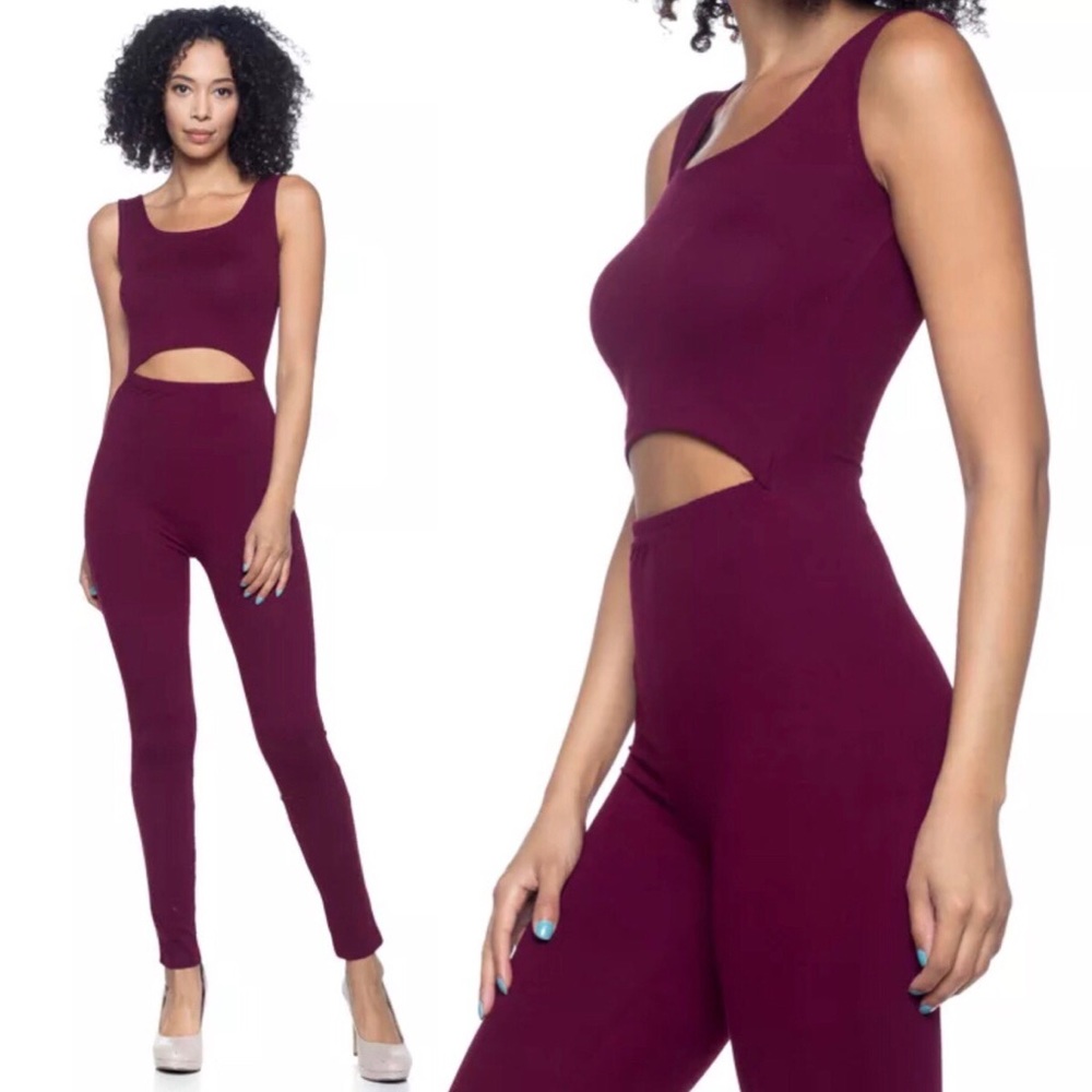 "Kennedy" Cut-Out Sexy Jumpsuit - Burgundy
