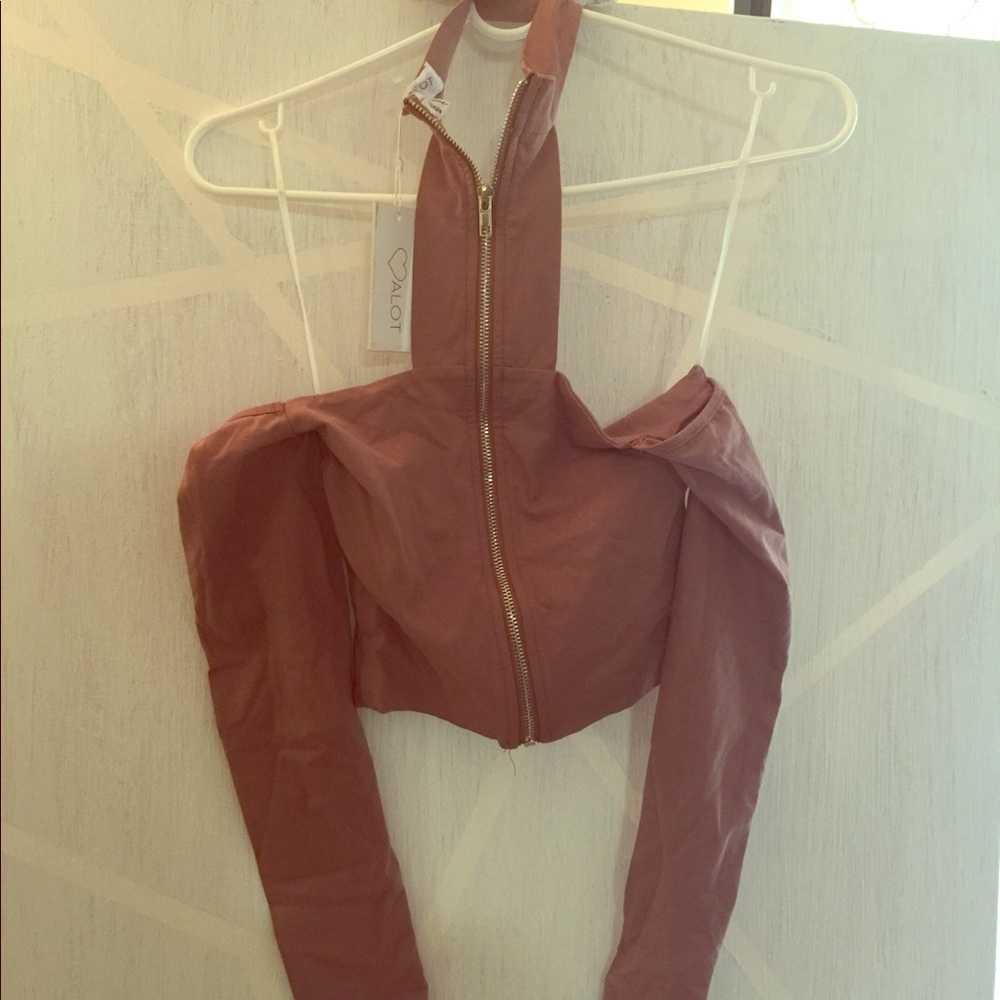 NWT LF Long Sleeve Choker Top with Zipper