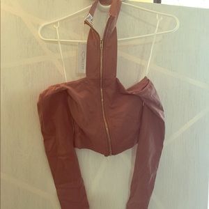 NWT LF Long Sleeve Choker Top with Zipper