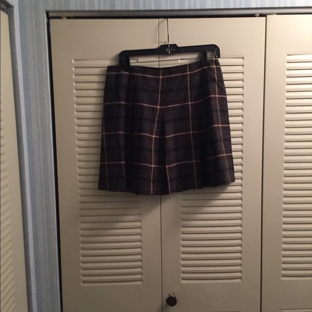 Express Wool (Grey/Brown/Tan) Pleated Skirt