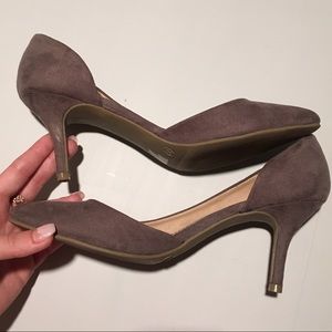Grey Suede Mini Heels