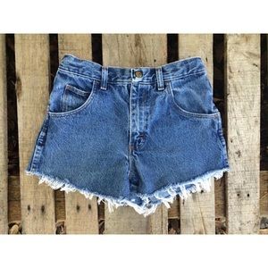Dark wash high waisted cut off shorts