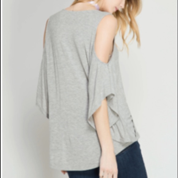 Gray Cold Shoulder Top - Picture 3 of 3