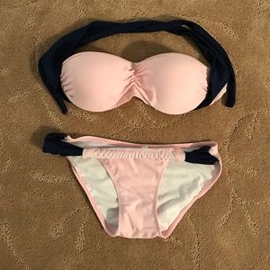 Blue & Pink High Neck Bikini