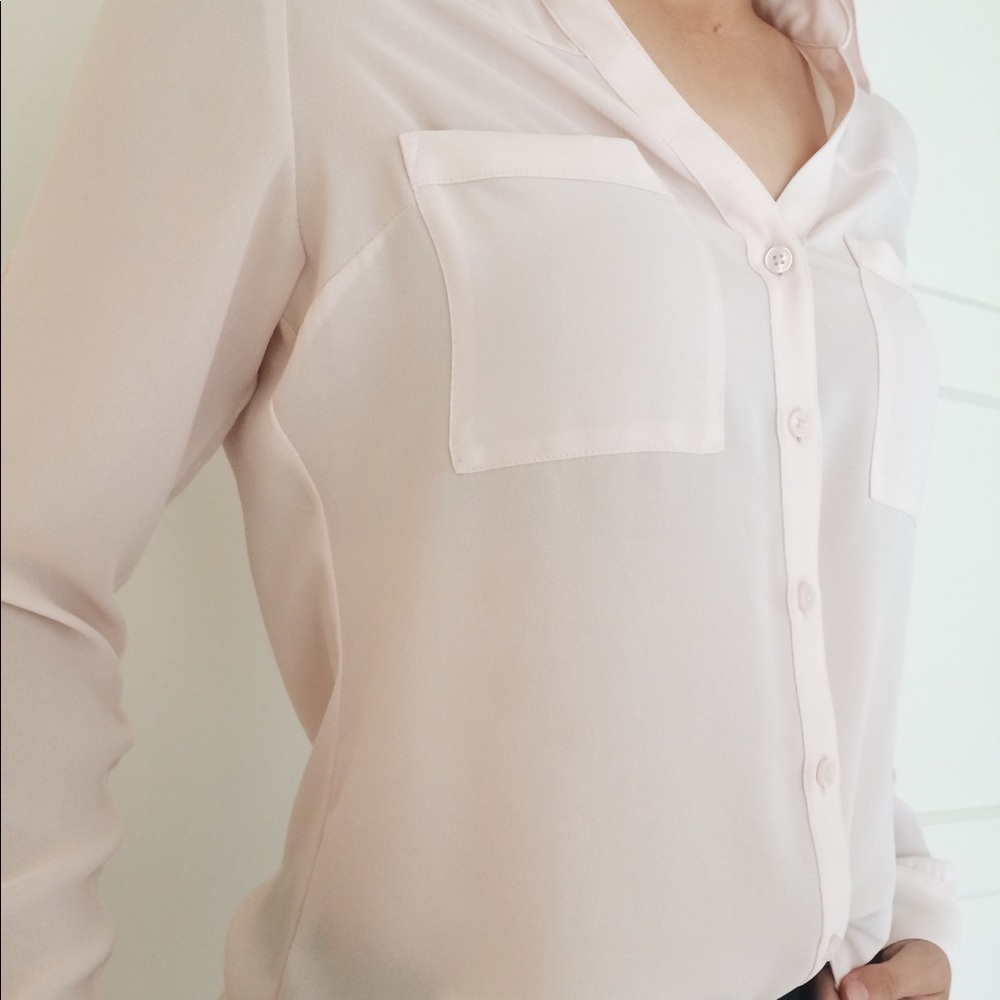 Express Pink Button-Up Blouse