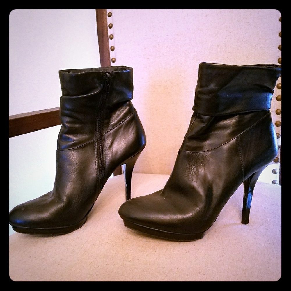 I.N.C. Black leather booties
