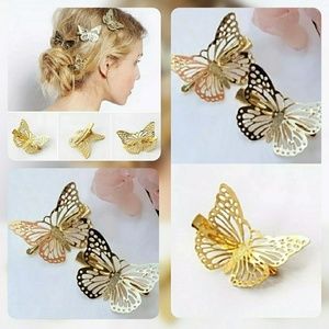 Gold Butterfly Hair Clips