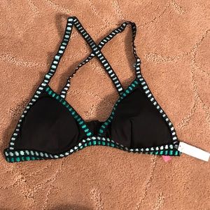 Green & Black Criss Cross Bikini Top
