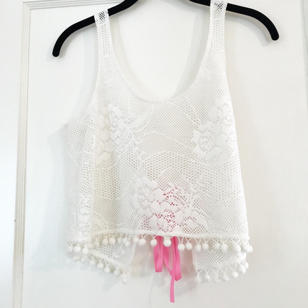 Crop lace open back top