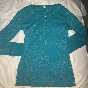 Blue sparkly long sleeve shirt