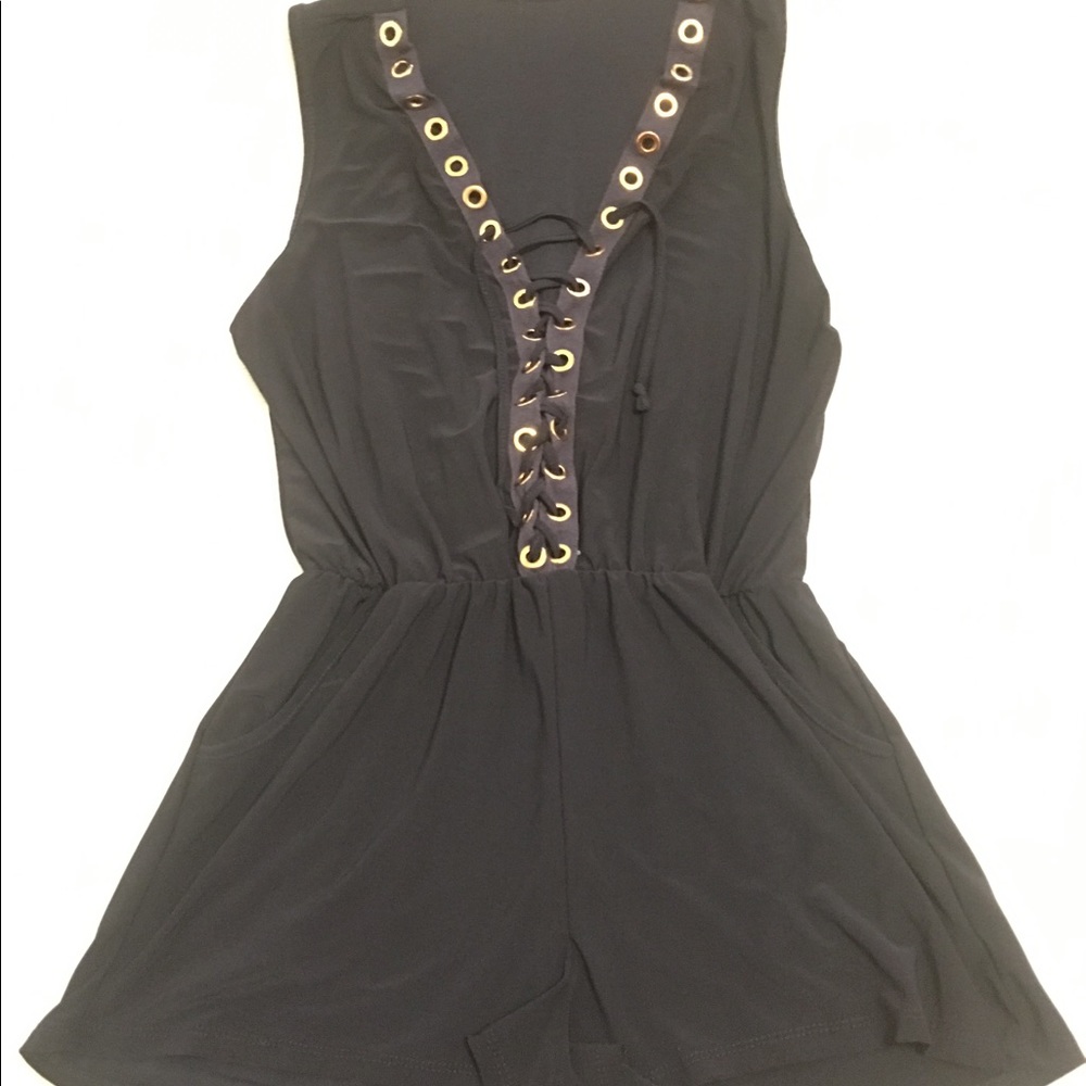 Navy blue short romper