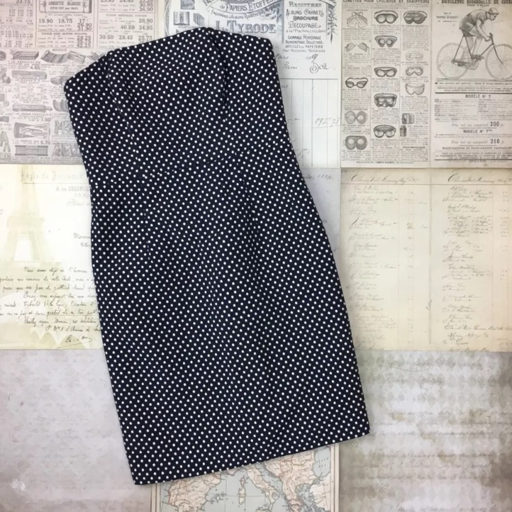 Suzi chin Dress Strapless 2 Polka dot navy blue