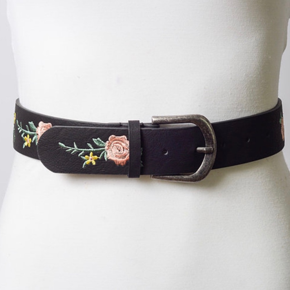 Black Embroidered Belt