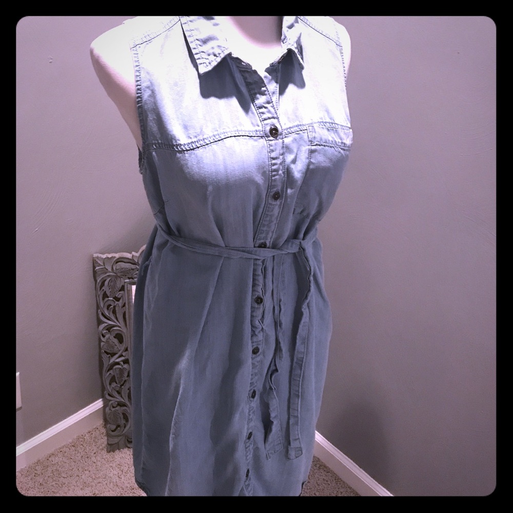 Blue button down pale chambray jean dress.